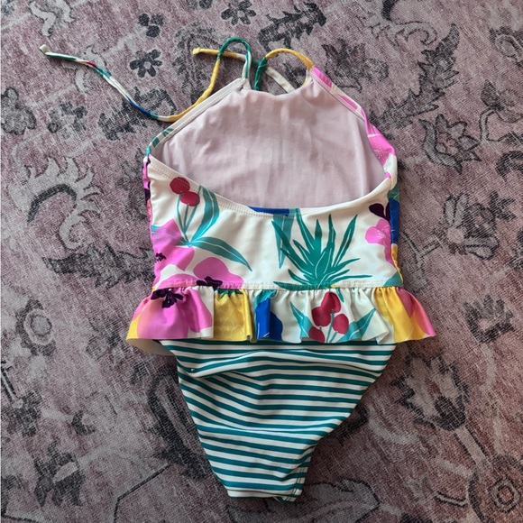 Tea brand floral one piece swim with stripes - Picture 4 of 5